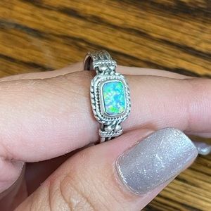 Western boho ring. Size 8, 925 sterling sliver, synthetic opal.